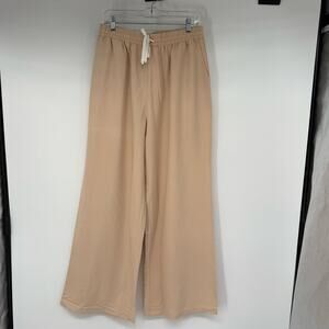 NWT Runway Scout Wide Leg Pants Women's Size 14 Tan Stripe Minimalist
